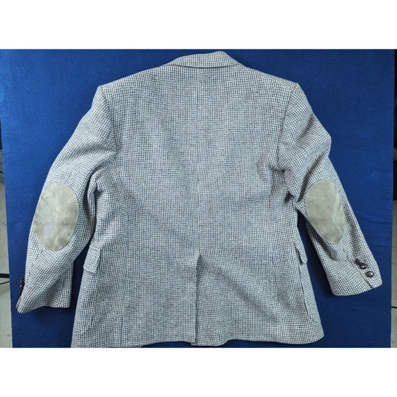Tweed Speckled 42R Brown Blue/Grey Sport Coat w/ Elbow Patch VTG Leather Button - Picture 11 of 15